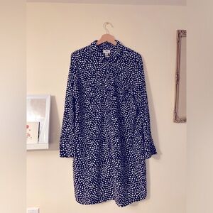 Old Navy Black and White Heart Pattern Long Sleeve Shirt Dress Size Large